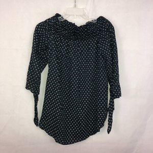H&M Navy/White Off the Shoulder Blouse Size 4 NWT